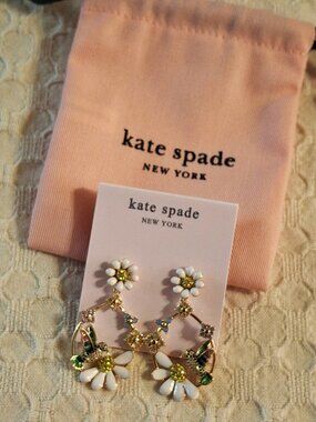Kate Spade New York Dazzling Daisies Hummingbird Hoop/Drop Earrings
